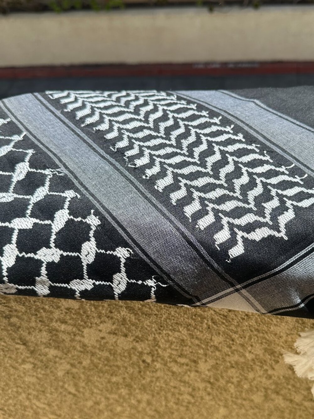 Palestinian Reverse White on Black Kuffiyeh